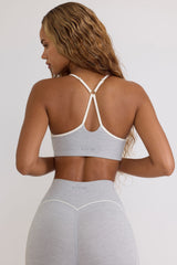 Soft Active Sweetheart-Neck Sports Bra in Grey