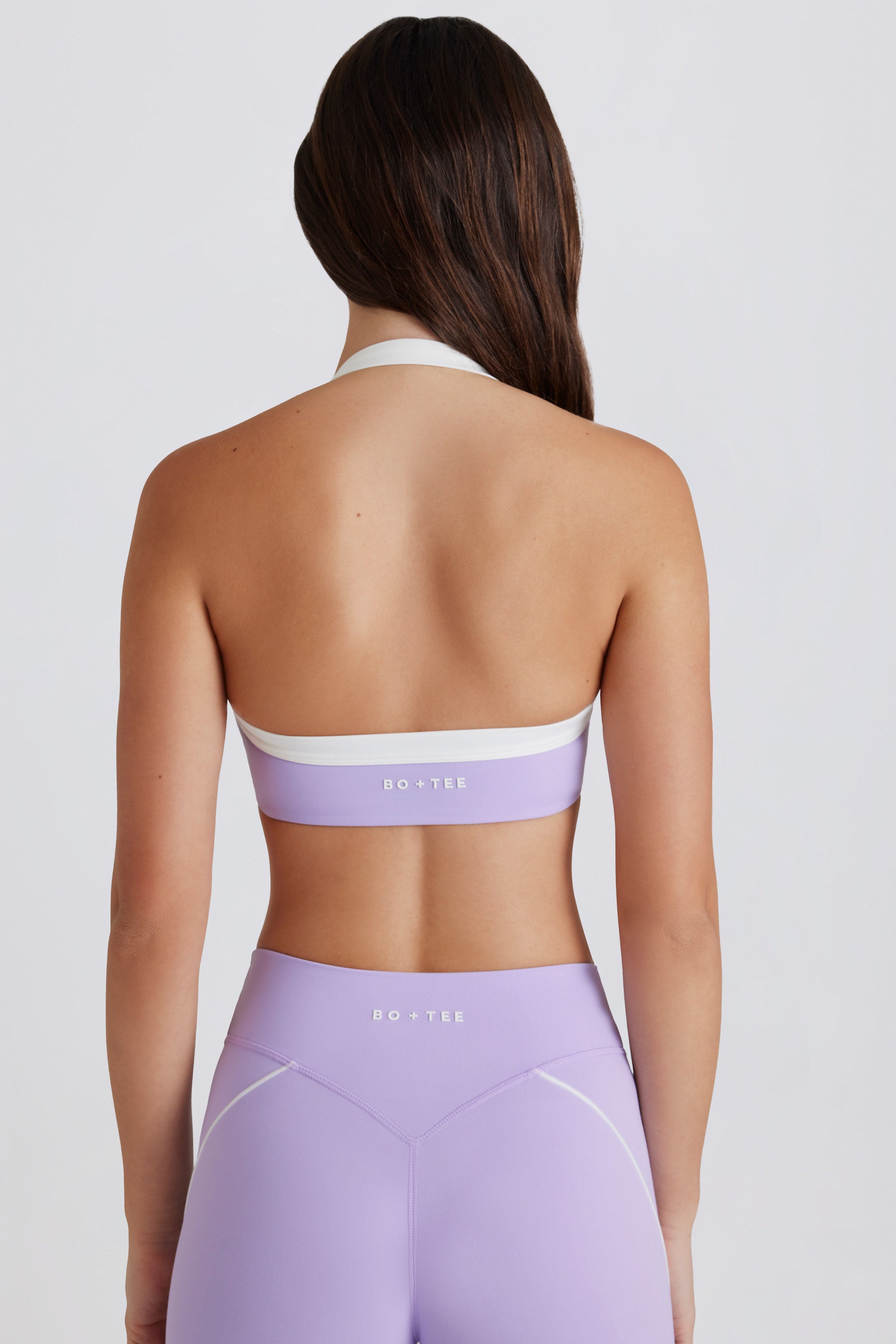 Soft Active Twist-Front Halterneck Sports Bra in Lavender