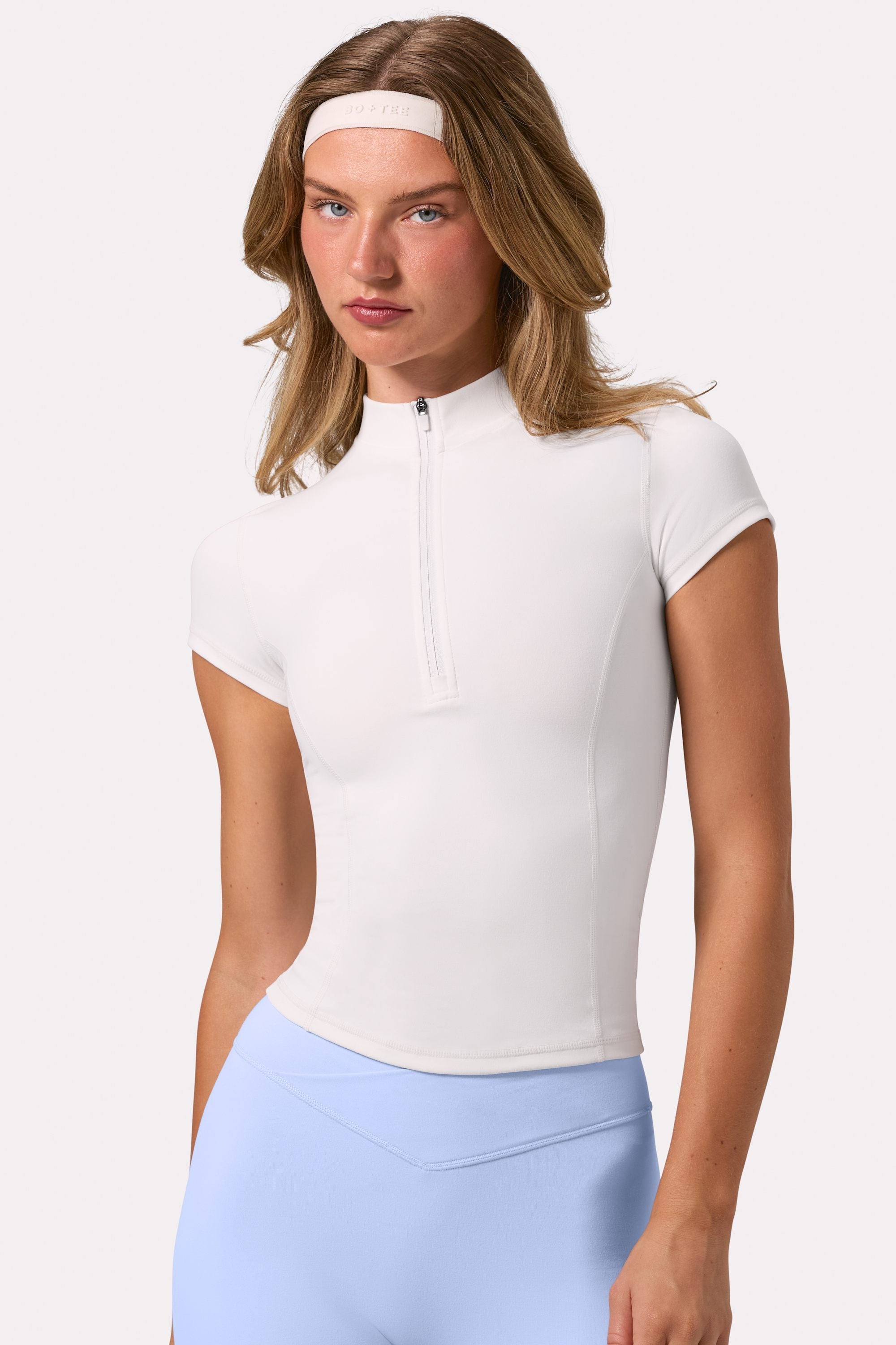 Soft Active Quarter-Zip Top in Coconut