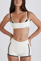 Soft Active Twist-Back Layered Sports Bra in Coconut