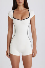 Soft Active Open-Back Unitard in Coconut