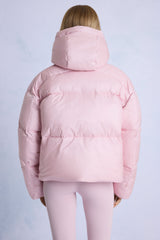 Waterproof Cropped Oversized Ski Jacket in Powder Pink