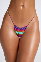 Ruched Thong Bikini Bottoms in Multi Print