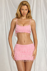 Fringed Bralette in Candyfloss Pink