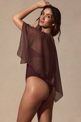 Sheer Poncho in Espresso Brown