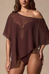 Sheer Poncho in Espresso Brown