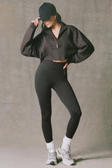 Cotton Jersey Acid Wash Cropped Sweatshirt  in Ash