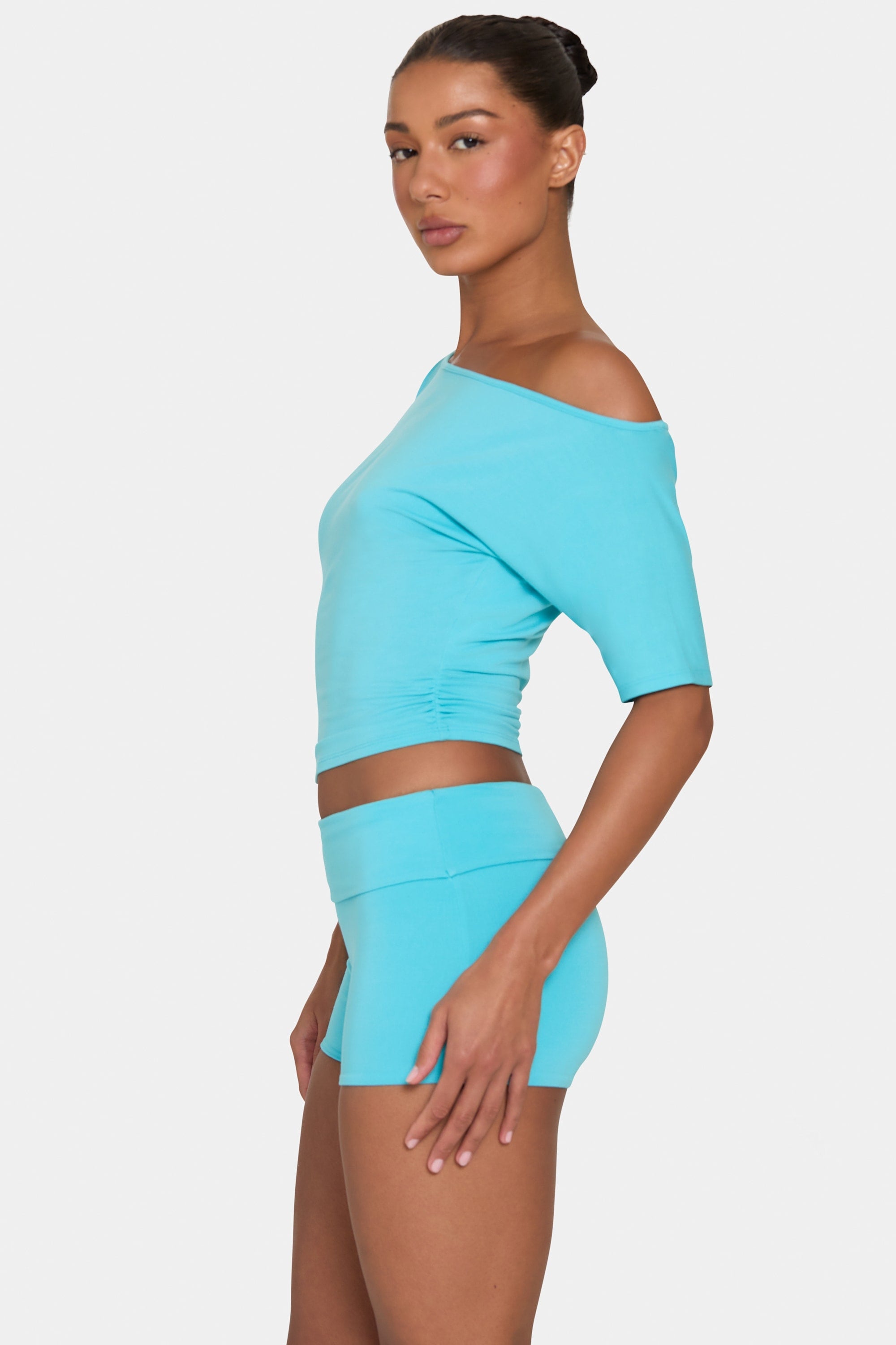 ButterCloud™ Slouchy Off-Shoulder Top in Aqua
