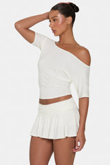 ButterCloud™ Slouchy Off-Shoulder Top in Coconut