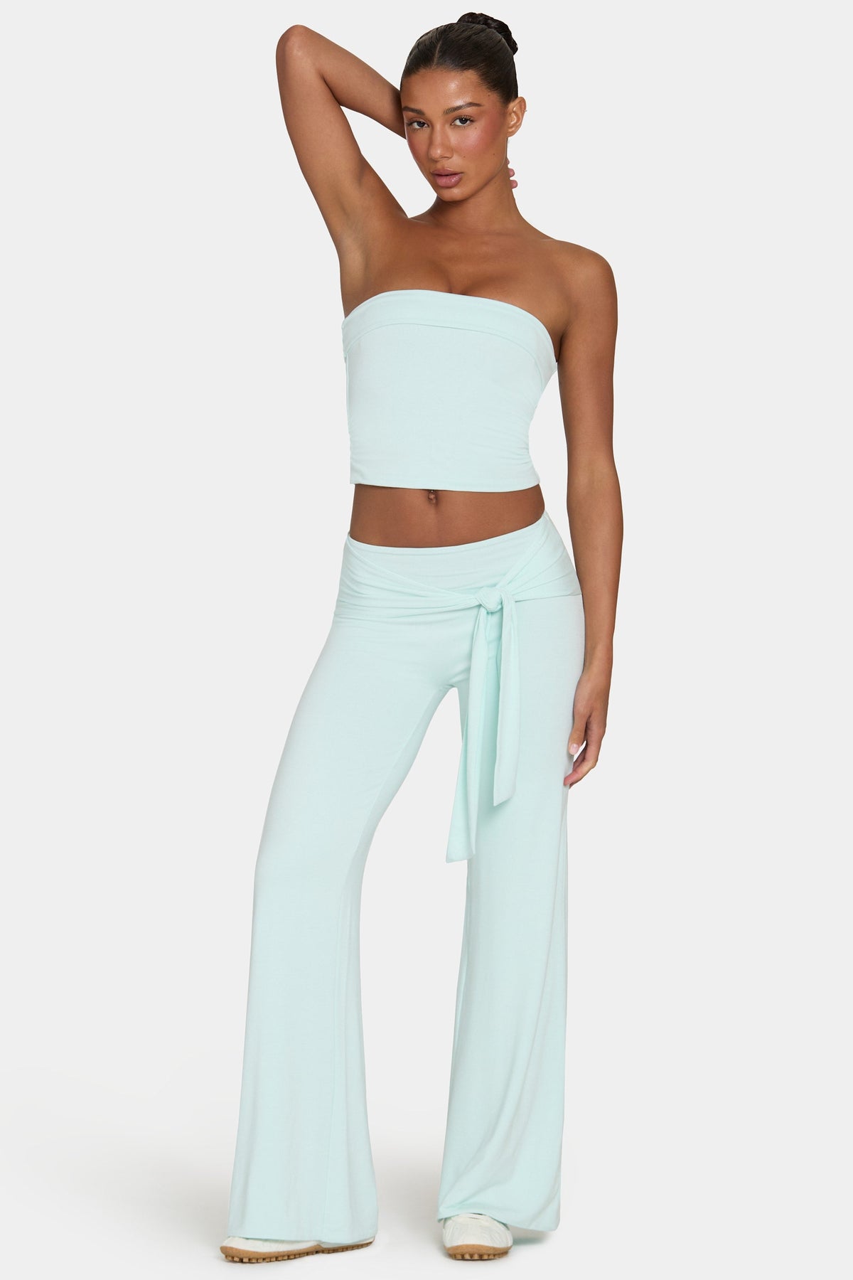 ButterCloud™ Tie-Waist Wide-Leg Trousers in Peppermint