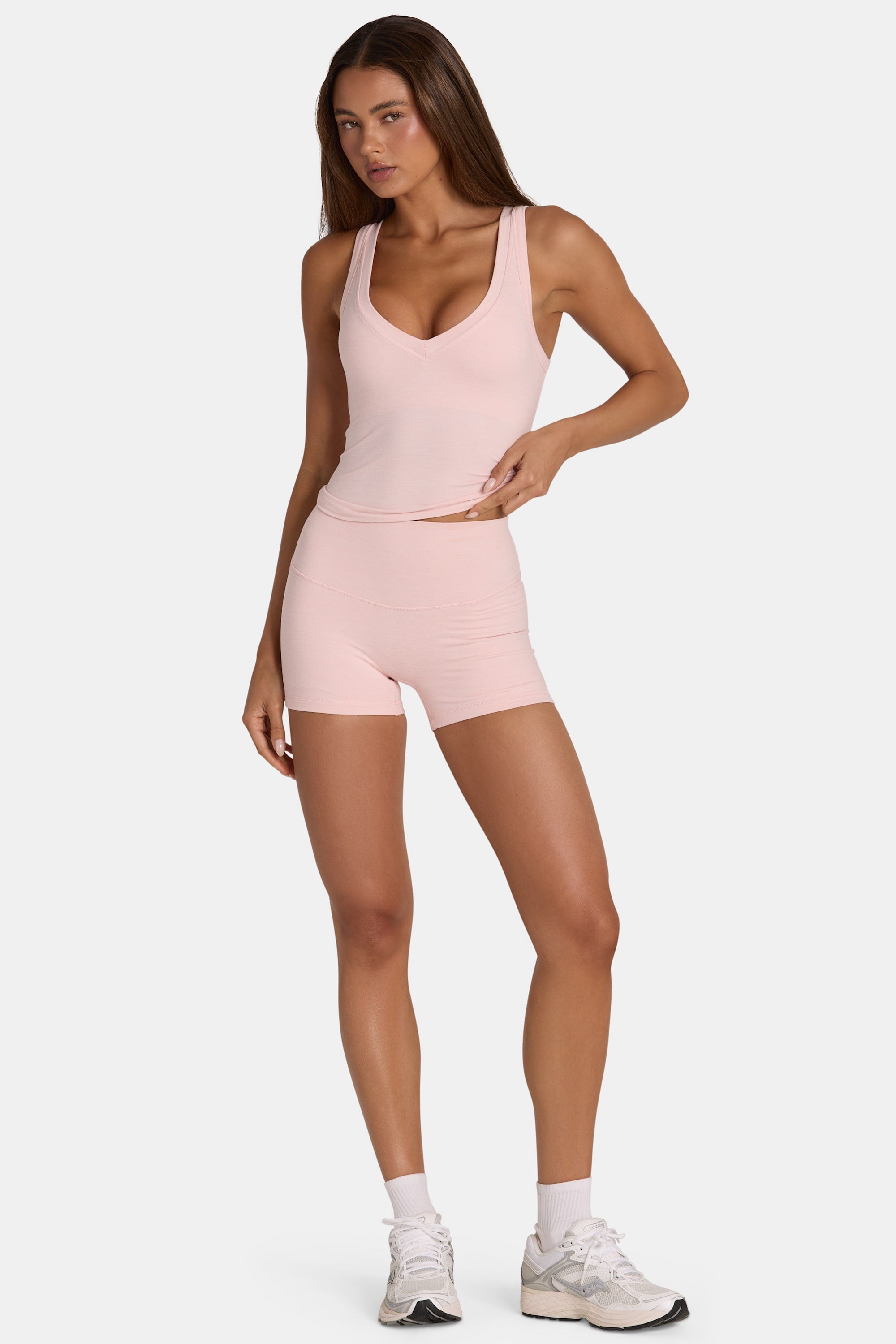 Soft Active Mini Shorts in Blush Marl