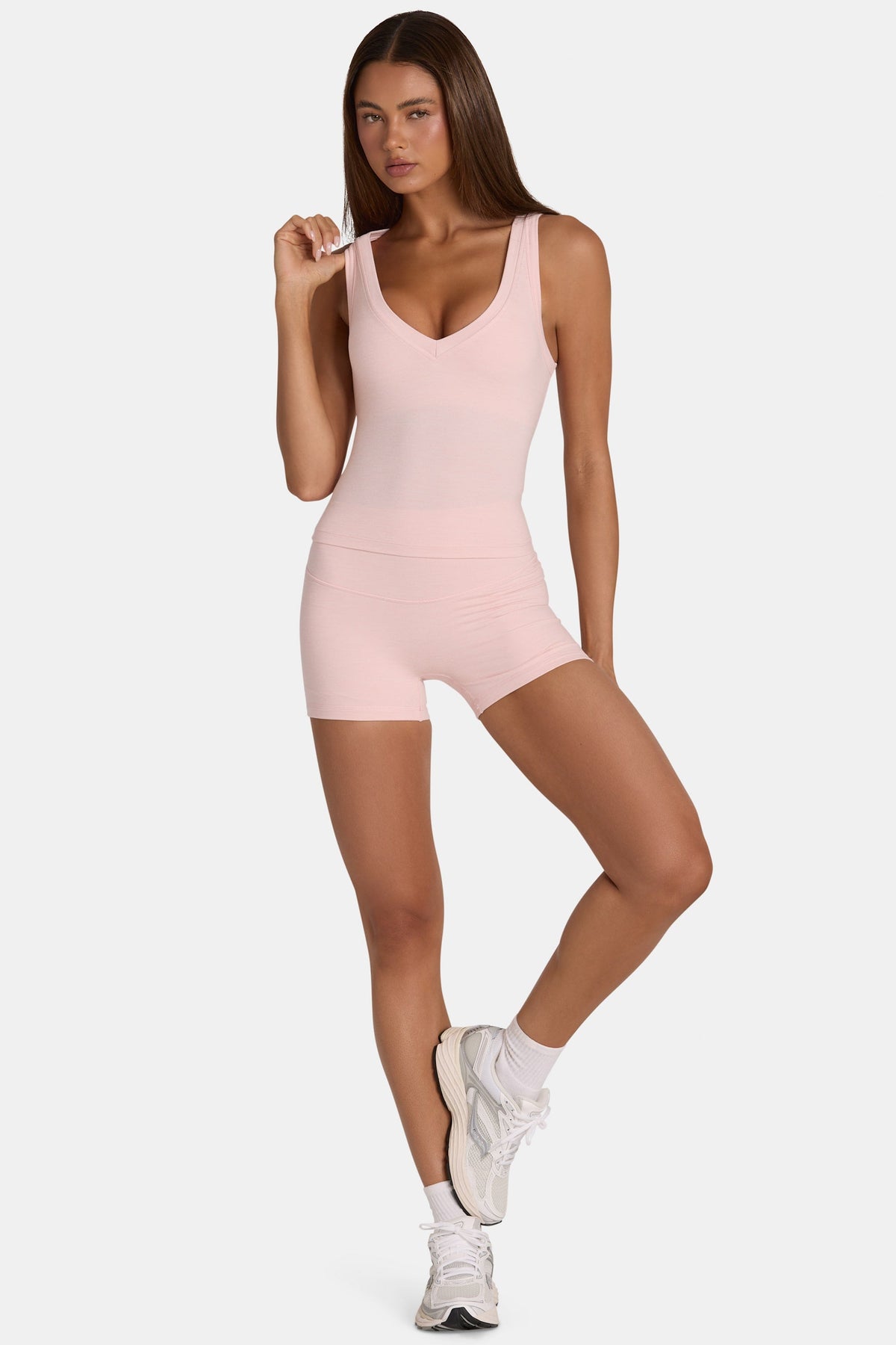 Soft Active Mini Shorts in Blush Marl