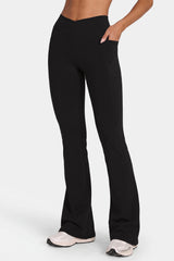 Soft Active V-Waist Flared Leggings in Black