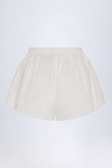 Tie-Front Cotton-Poplin Shorts in White