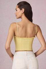 Modal Broderie Anglaise Camisole Top in Lemon Yellow