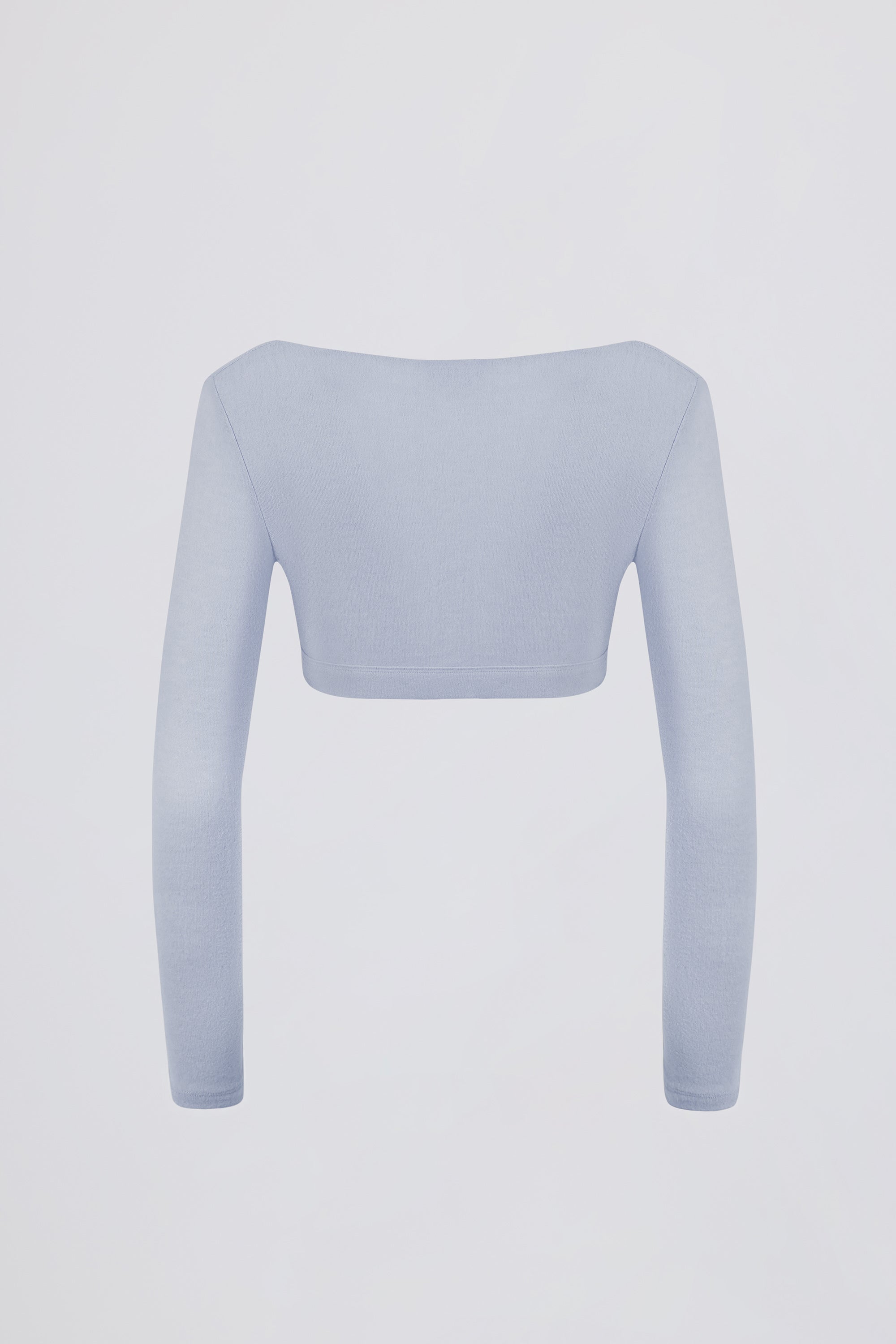 Brushed Jersey V-Neck Crop Top in Soft Blue