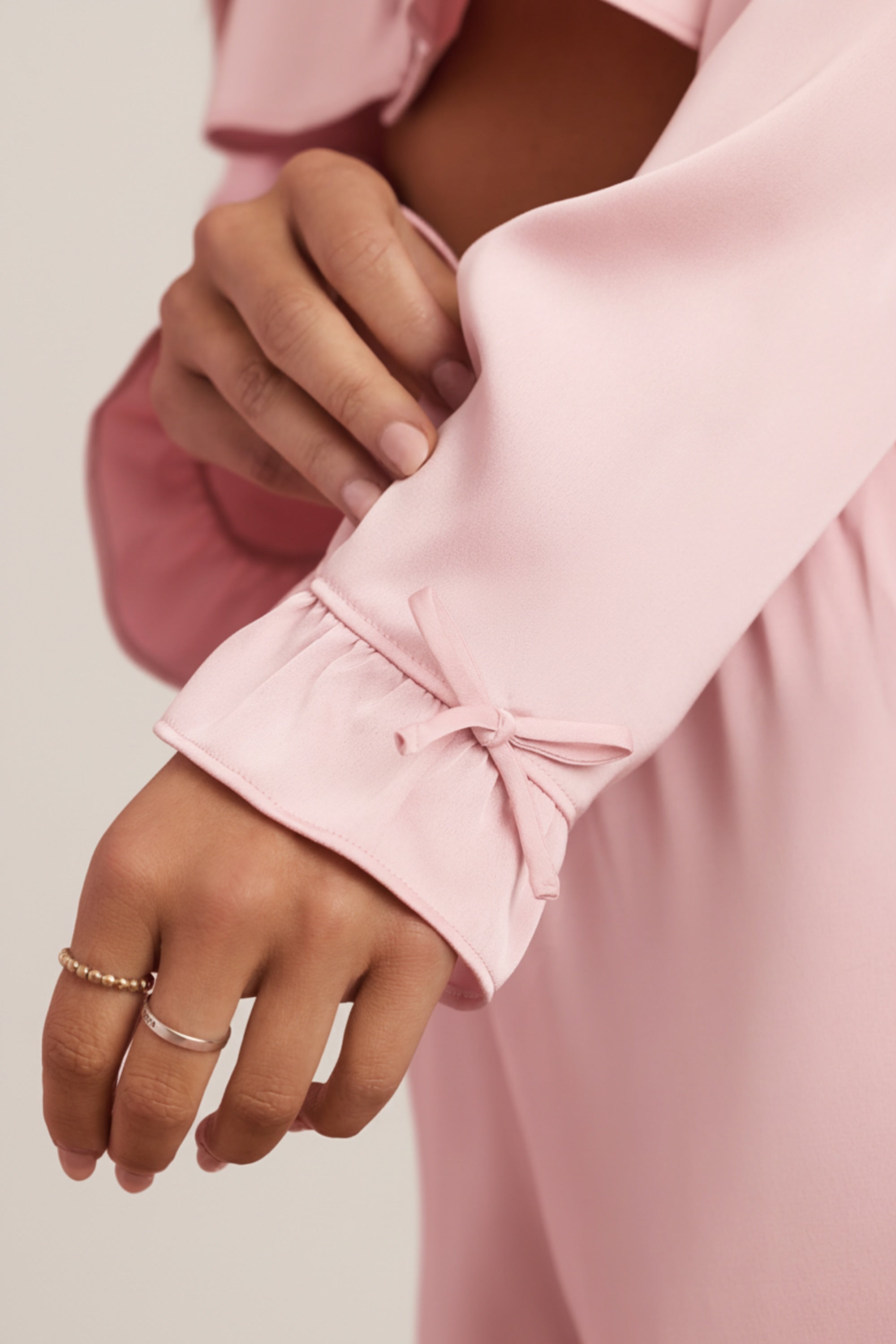 Ruffle-Trim Cropped Pyjama Top in Baby Pink