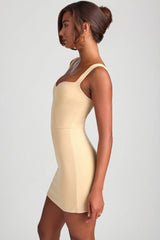 Modal Sweetheart Neckline Bodycon Mini Dress in Sand
