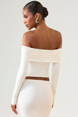Modal Off-Shoulder Long-Sleeve Top in White