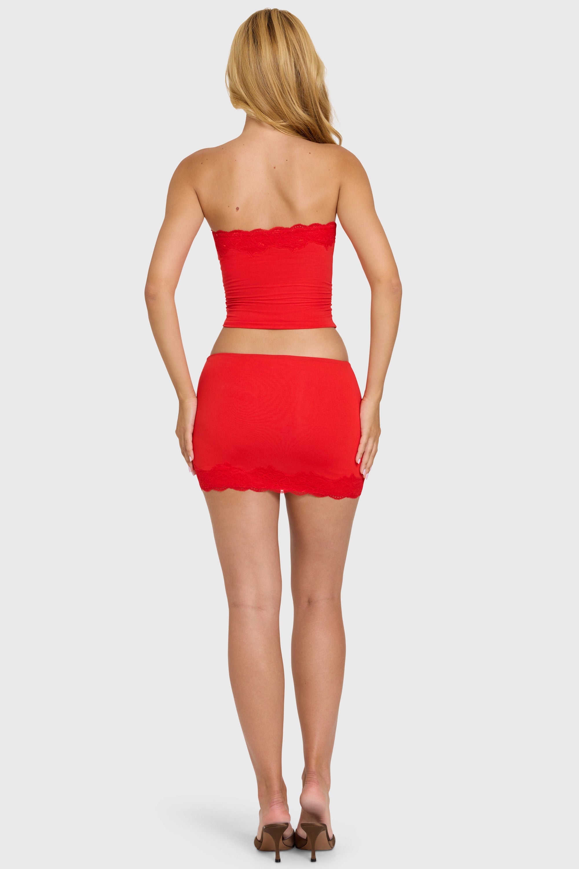 Modal Lace-Trim Skort in Cherry
