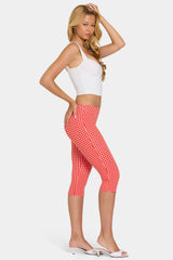 Modal Capri Leggings in Red Gingham