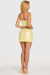 Sequin Lace Mid-Rise Mini Skirt in Butter