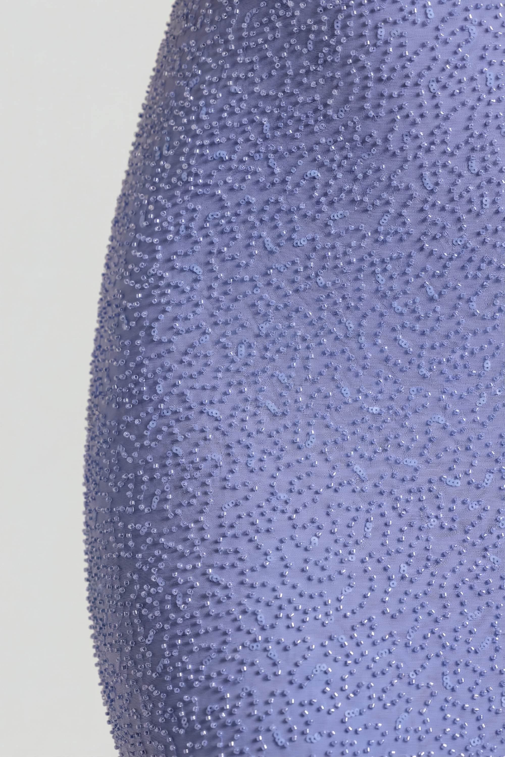 Embellished Cowl Neck Maxi Dress in Lavender Blue