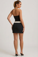 Strapless Bow-Detail A-Line Mini Dress in Black
