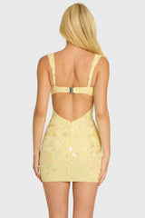Embellished Bodycon Mini Dress in Butter