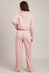Ruffle-Trim Mid-Rise Pyjama Trousers in Baby Pink