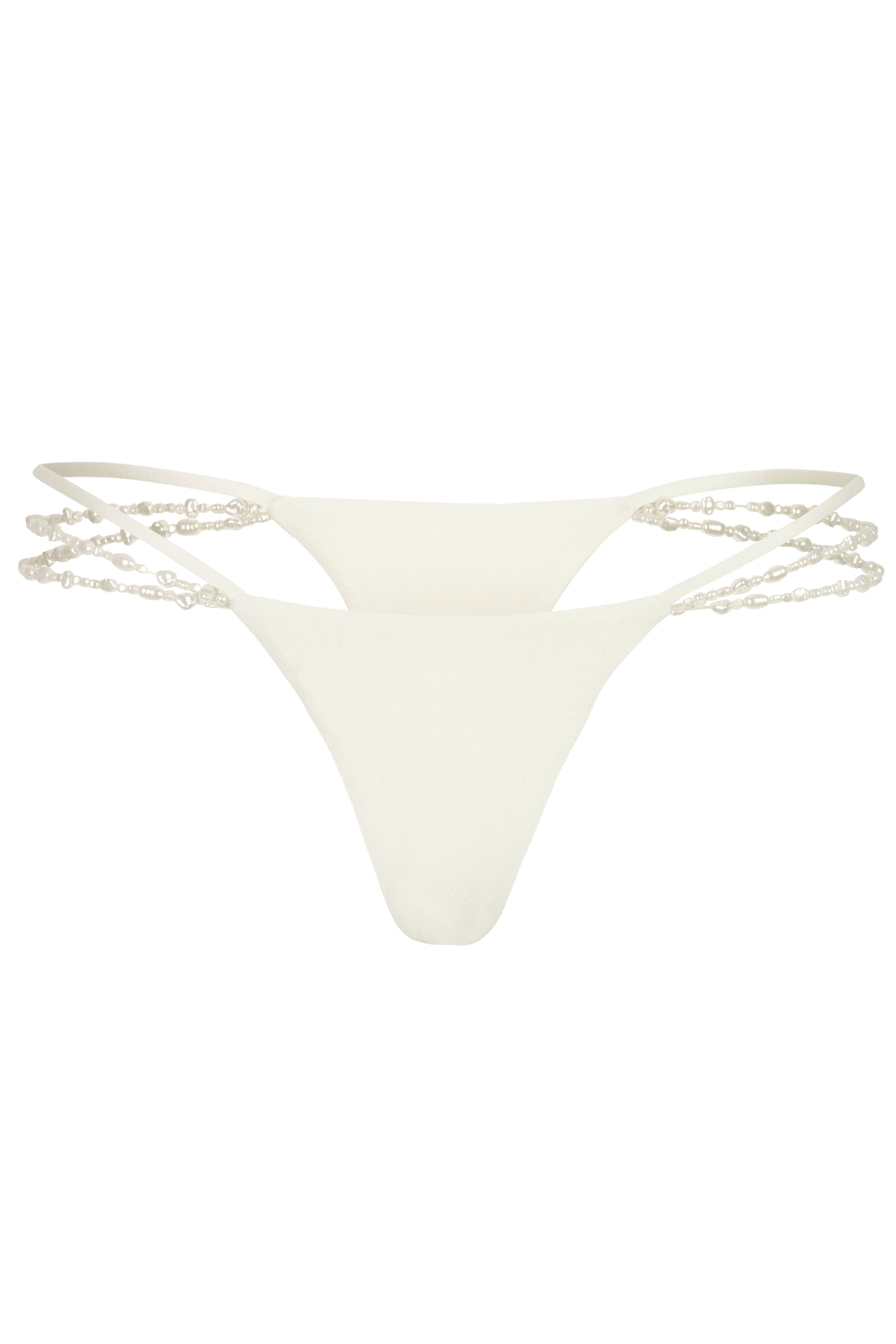 Multi-Strap Cheeky Bikini Bottoms  in Pearl