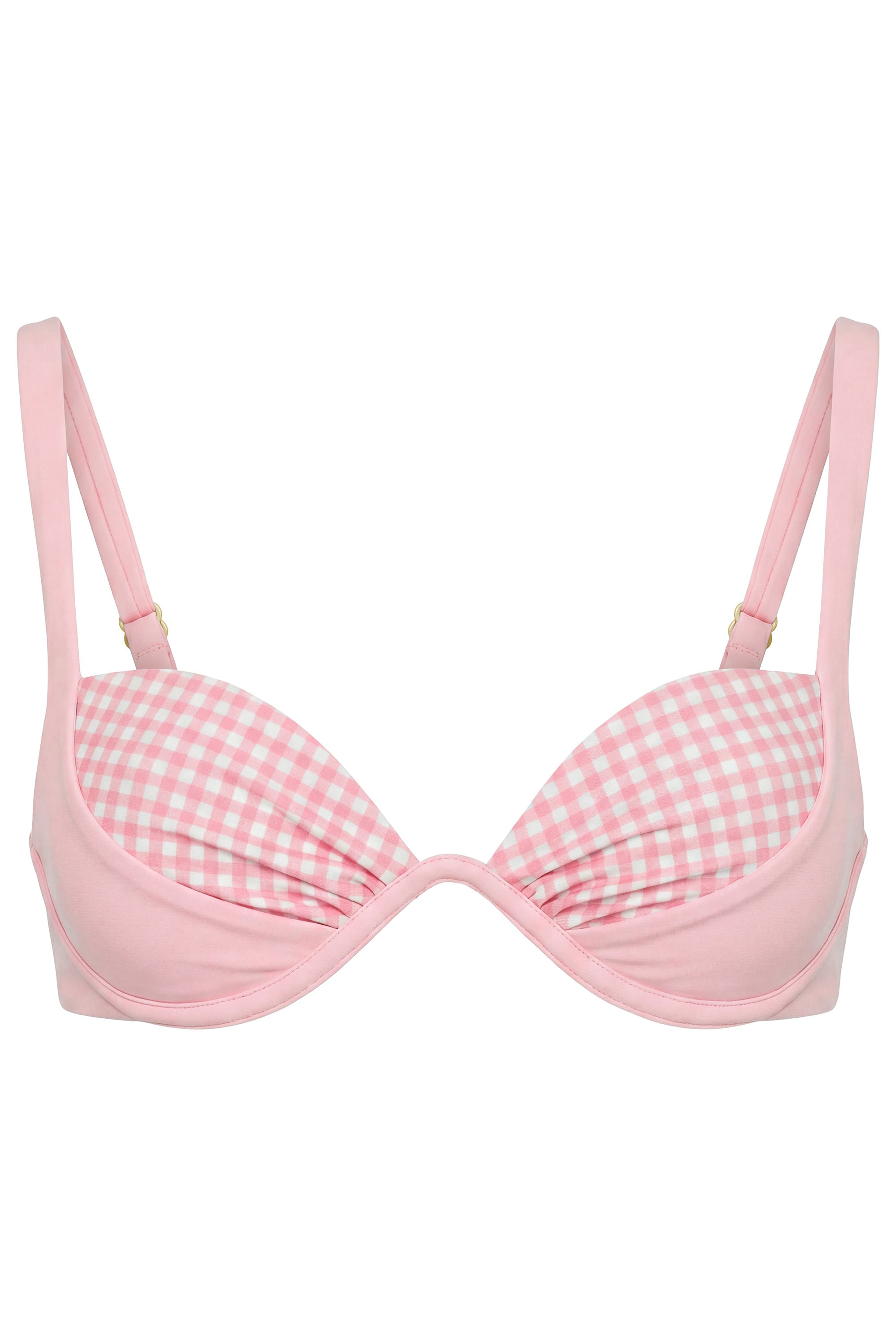 Underwired Bikini Top in Pink Gingham Print
