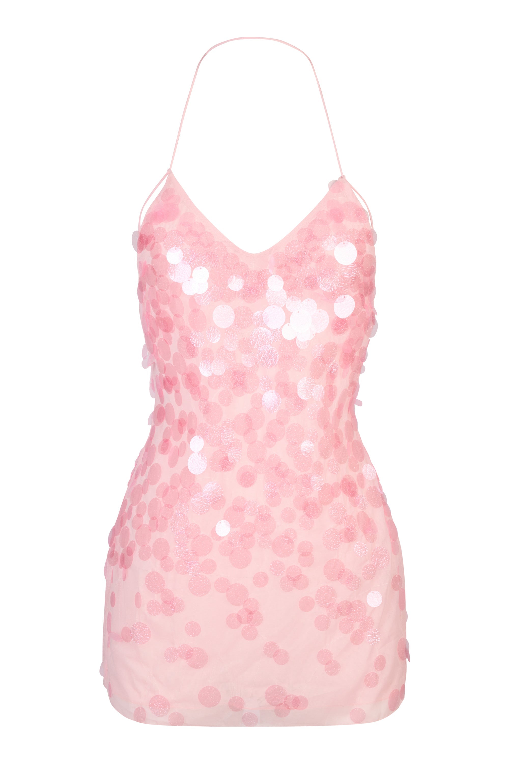 Embellished Mini Dress in Baby Pink