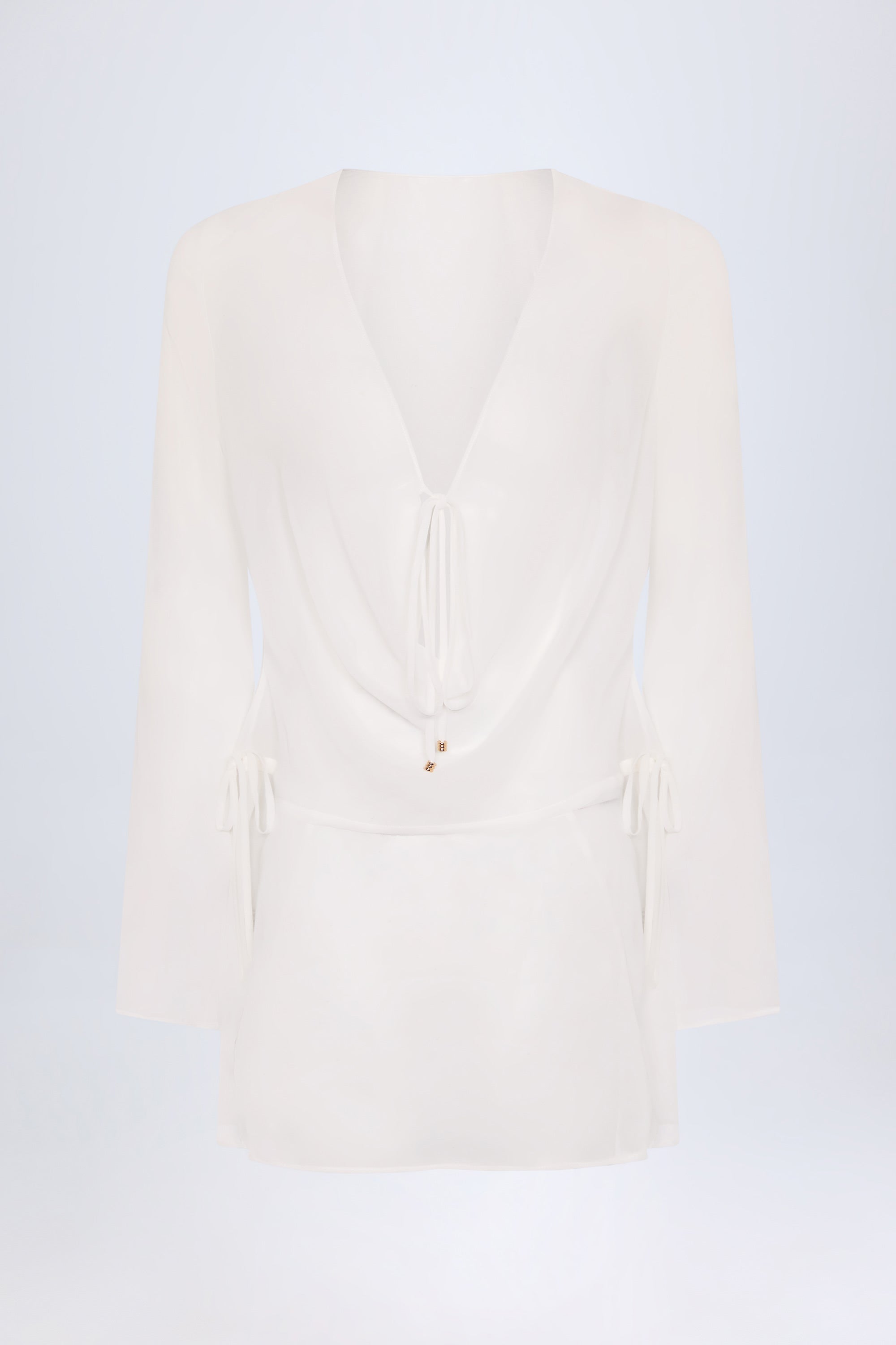 Cowl-Neck Mini Dress in White