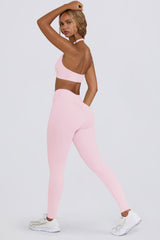 Brushed Jersey Ruched Mid-Rise Leggings in Bloom