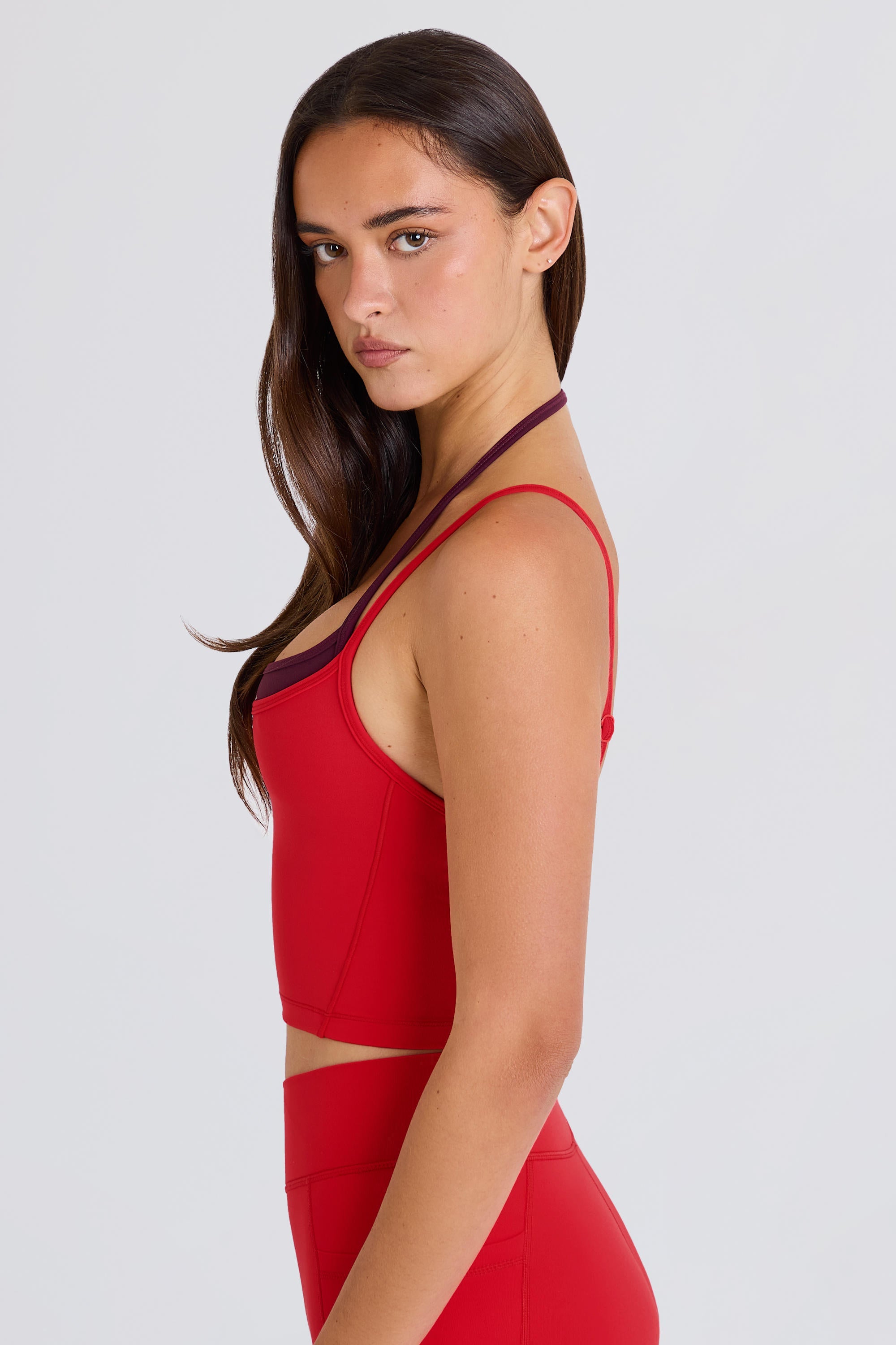 Soft Active Layered Cropped Tank Top in Strawberry
