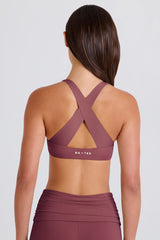 Crossback V-Neck Sports Bra in Acai
