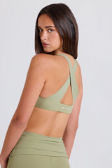 Crossback V-Neck Sports Bra in Matcha
