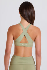 Crossback V-Neck Sports Bra in Matcha