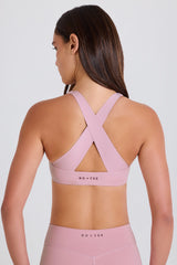 Crossback V-Neck Sports Bra in Mauve